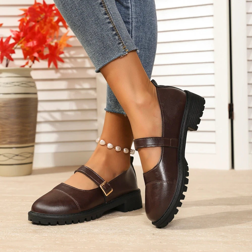 Retro British Platform Mary Jane Loafers