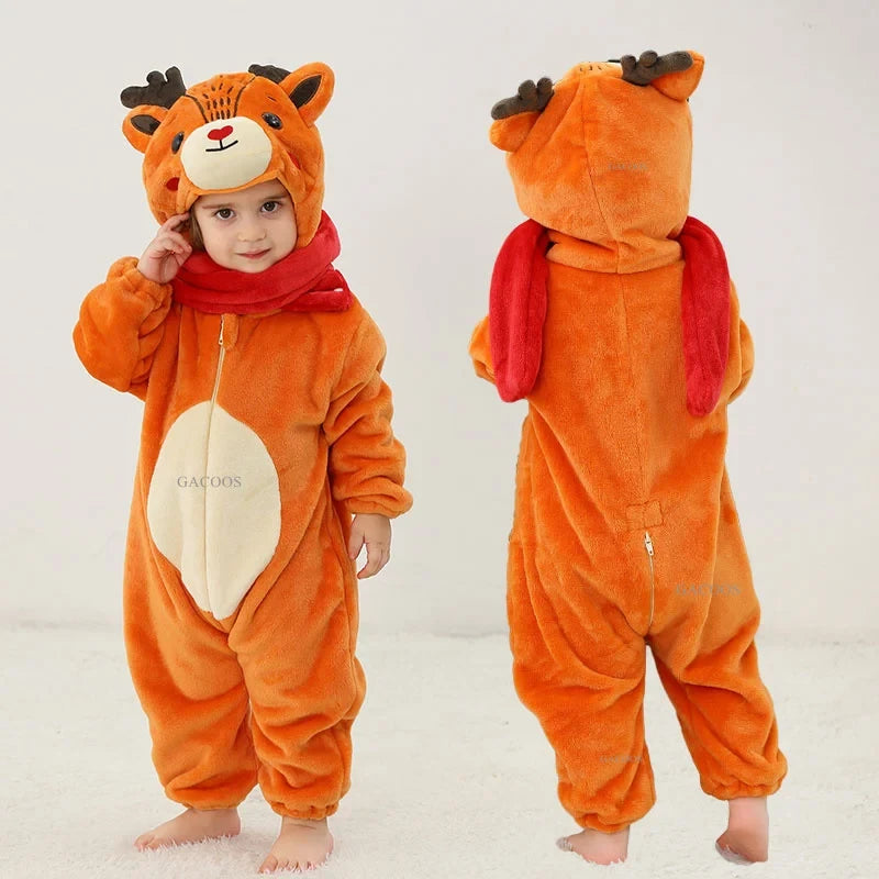 Flannel Animal Baby Romper