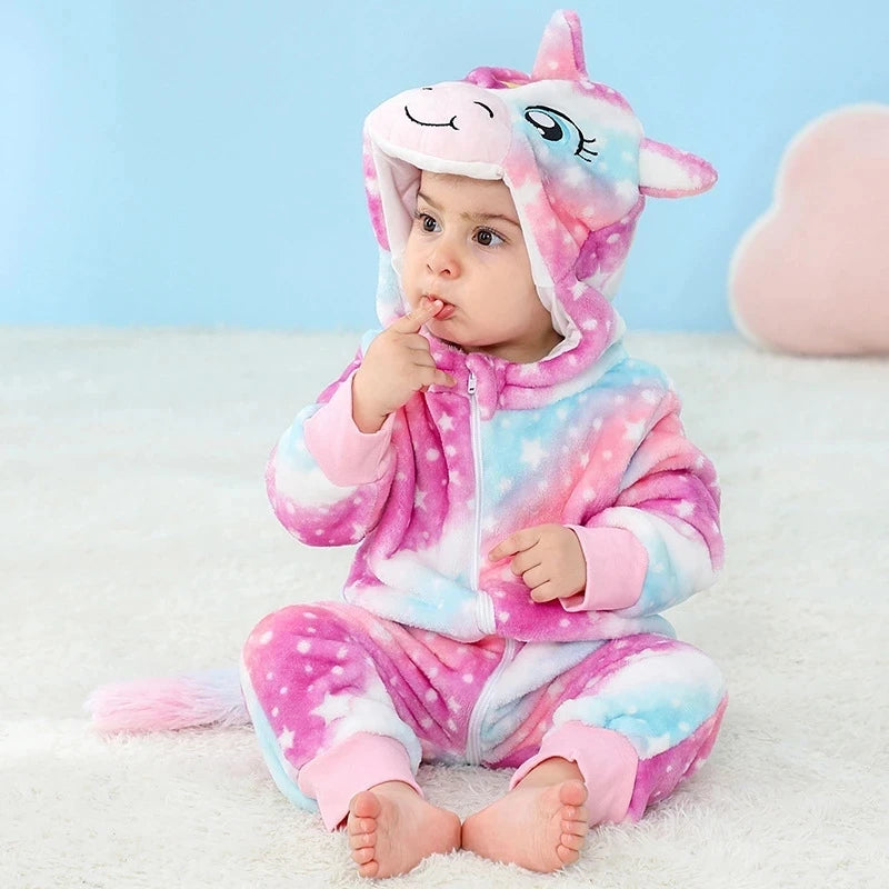 Flannel Animal Baby Romper