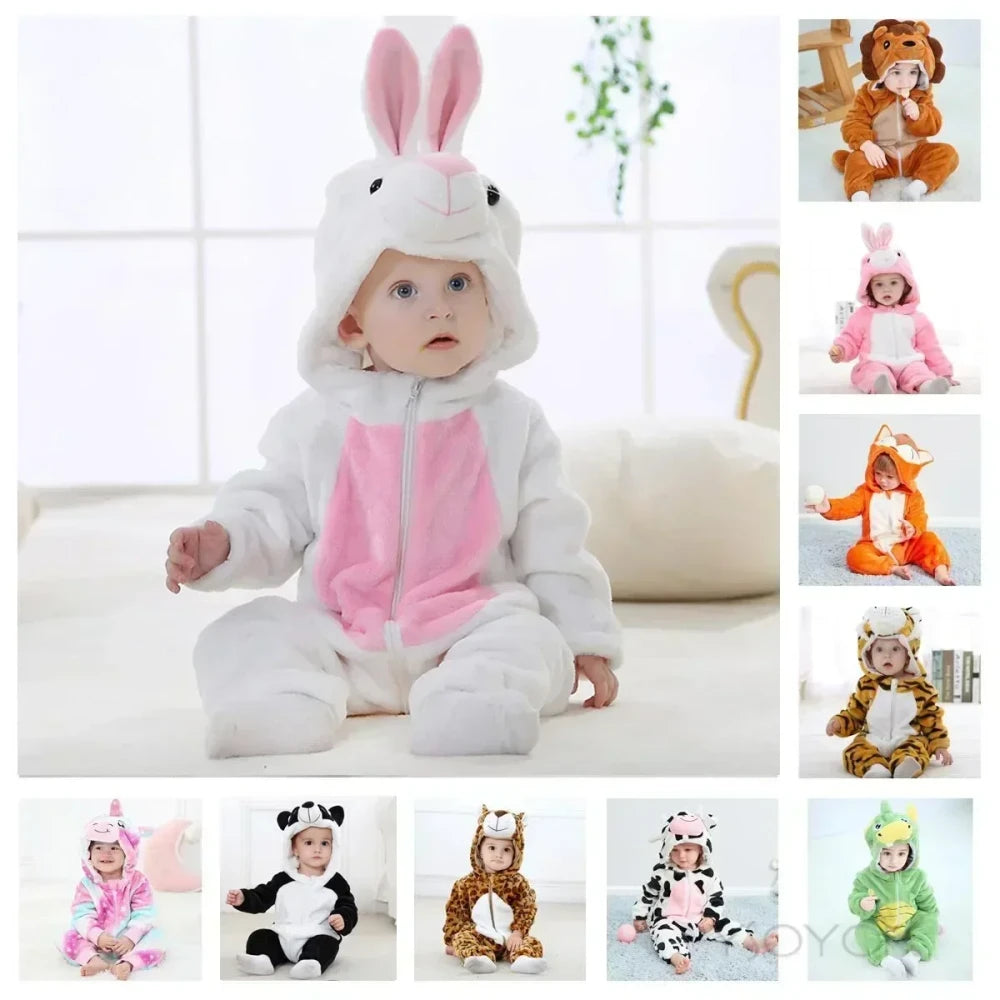 Flannel Animal Baby Jumpsuit